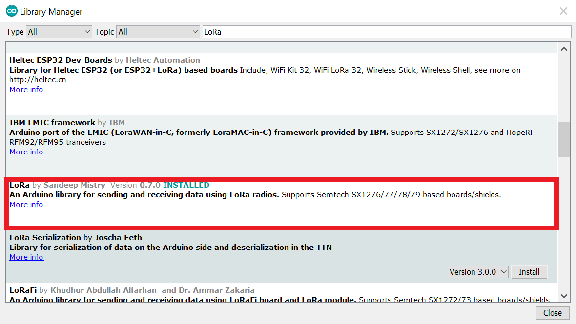 Installing LoRa Library