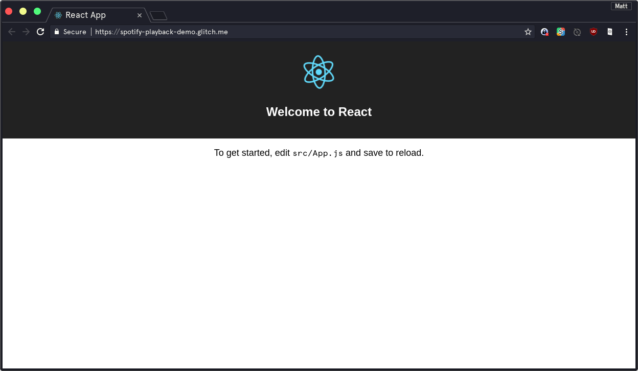 The app created by create-react-app