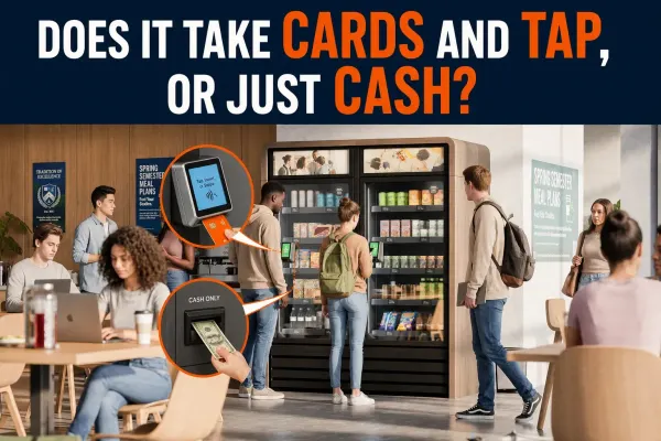 Does the vending machine take cards and tap, or just cash?