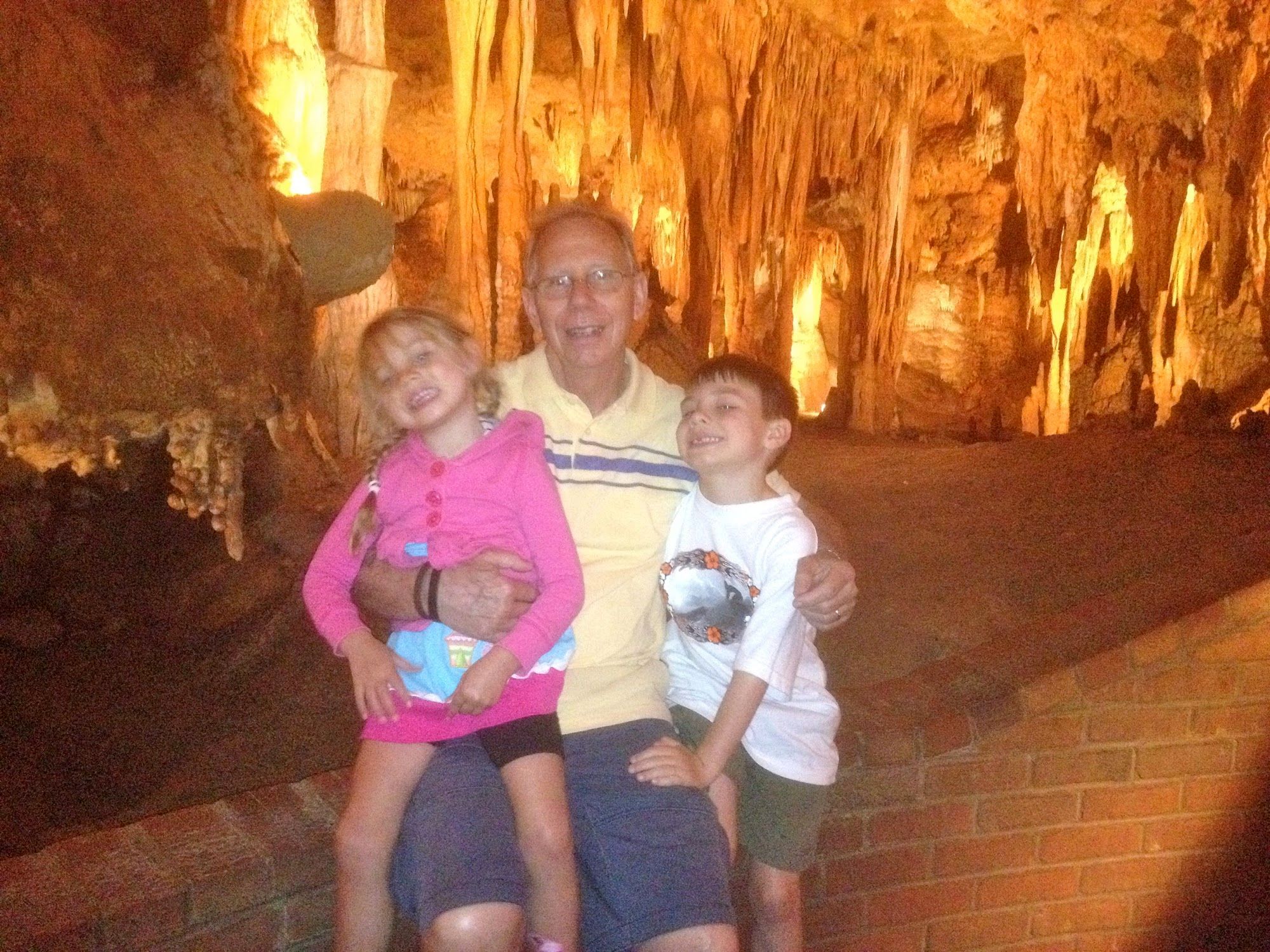  My dad and the big kids at the caverns on a day out with my parents 