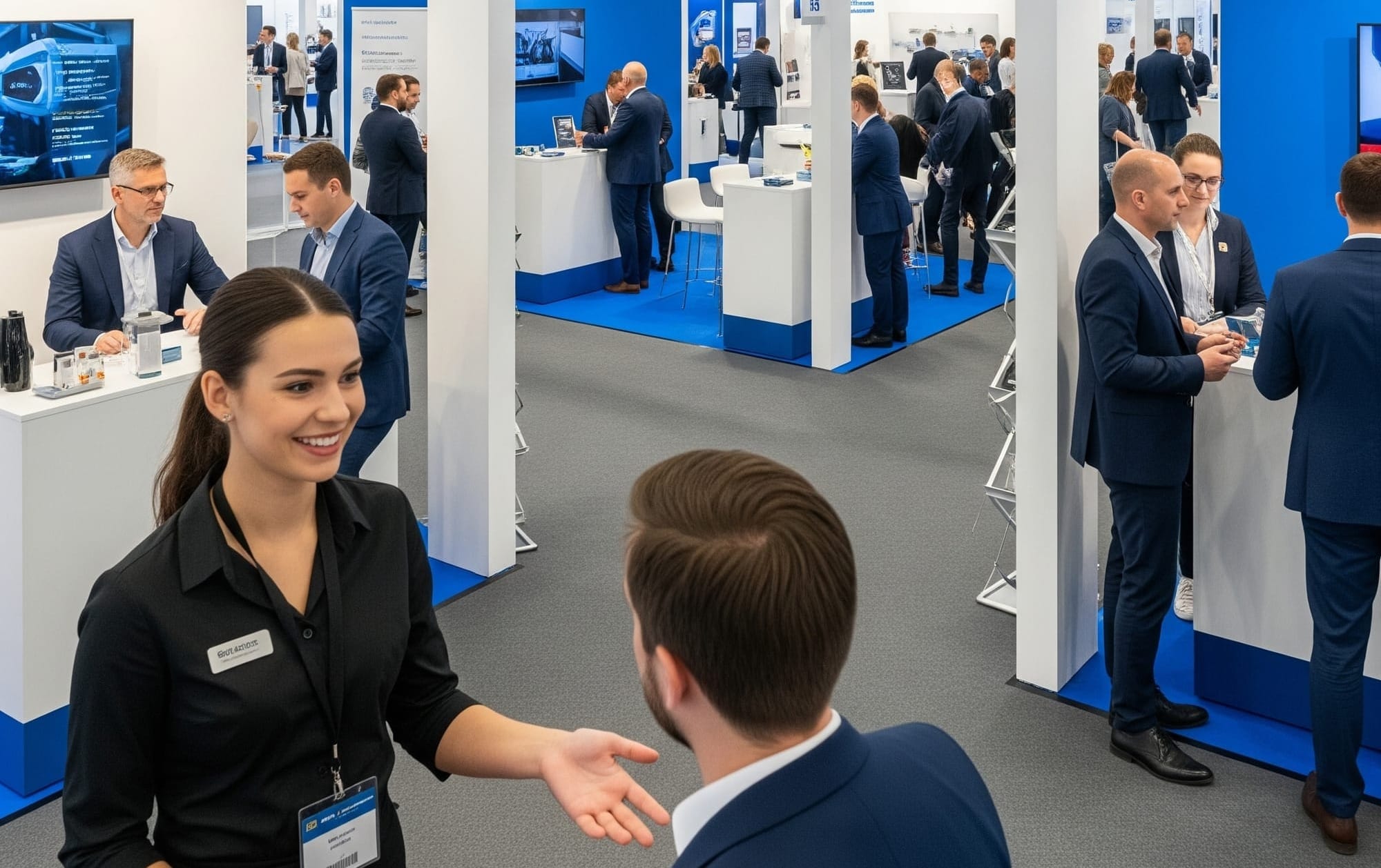 hôtesse d'accueil stand d'exposition