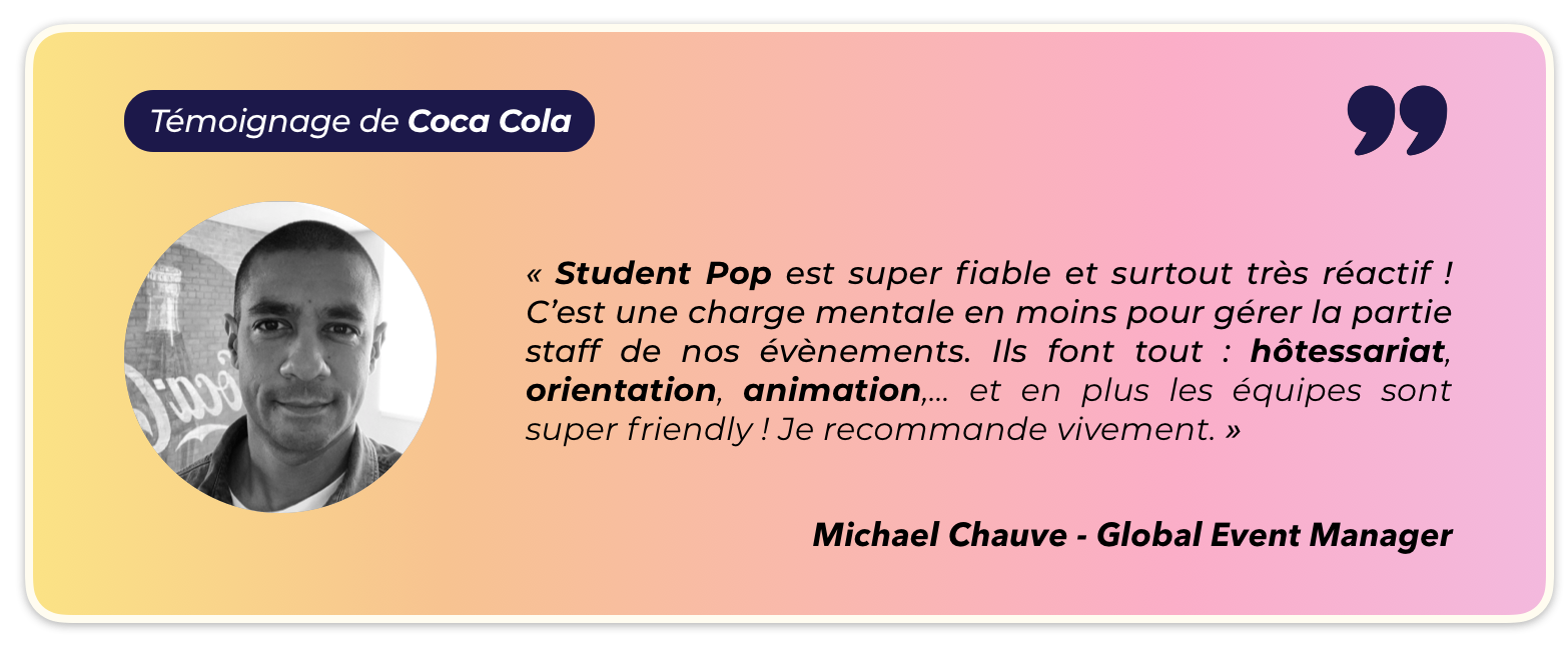 Témoignage Coca-Cola hôtesse Student Pop