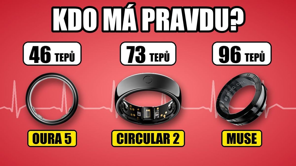 Tři chytré prsteny ukazují ve stejnou chvíli spánku jiný tep: 46, 73 a 96 tepů za minutu