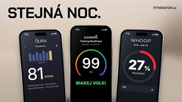 Garmin Fenix 8, Oura a Whoop a jejich téměř totožné křivky nočního HRV