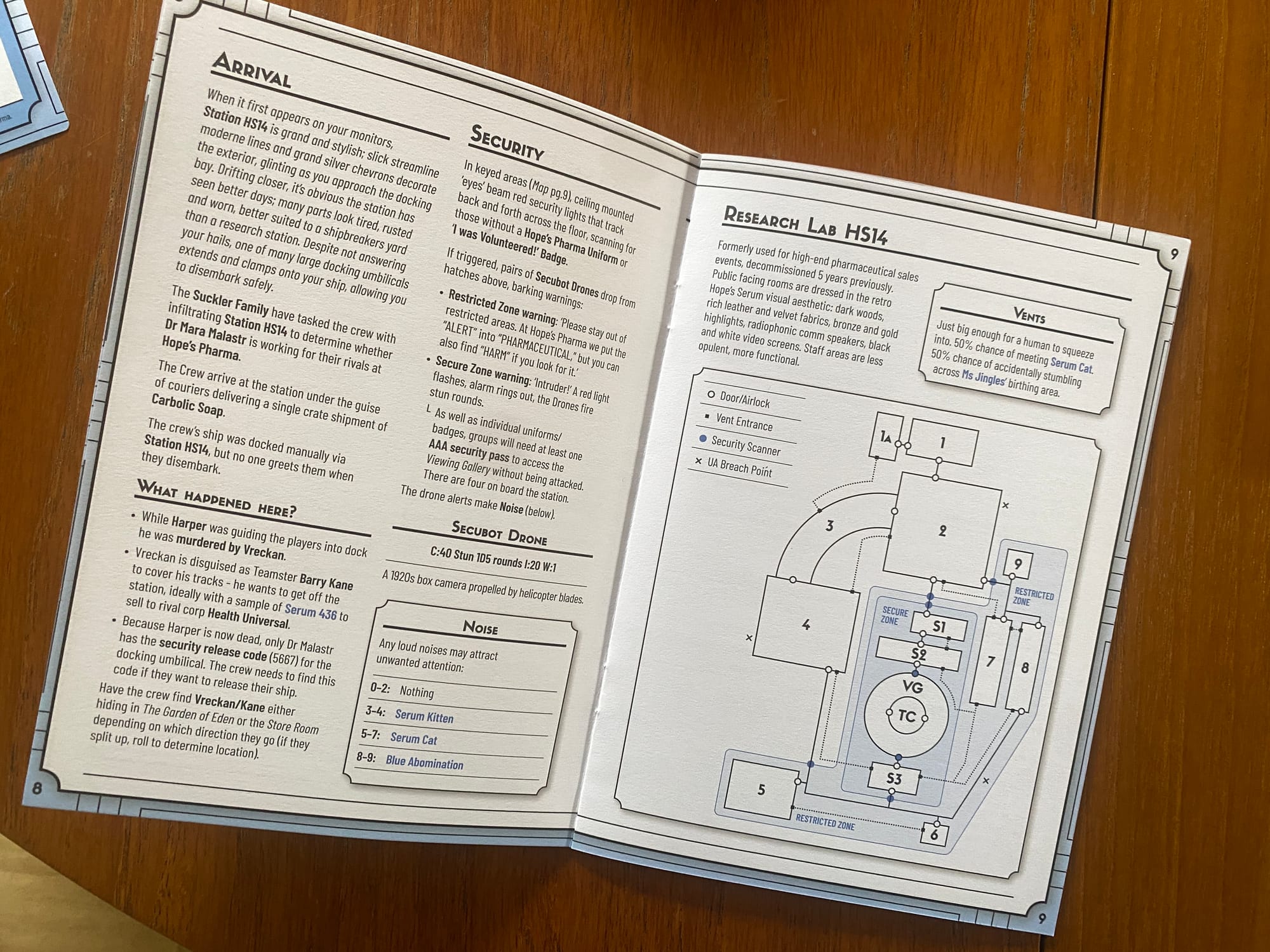 Close up on interior pages of the zine, including a map.