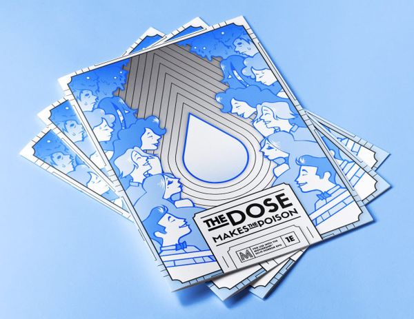 A stack of 3 zines of The Dose Makes The Poison.