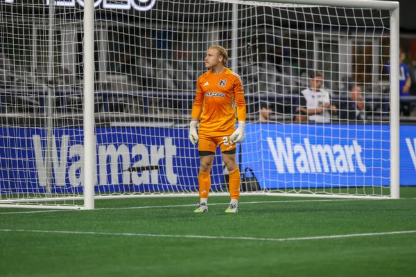 Sounders FC goalkeeper Andrew Thomas after saving the final penalty against Club Puebla