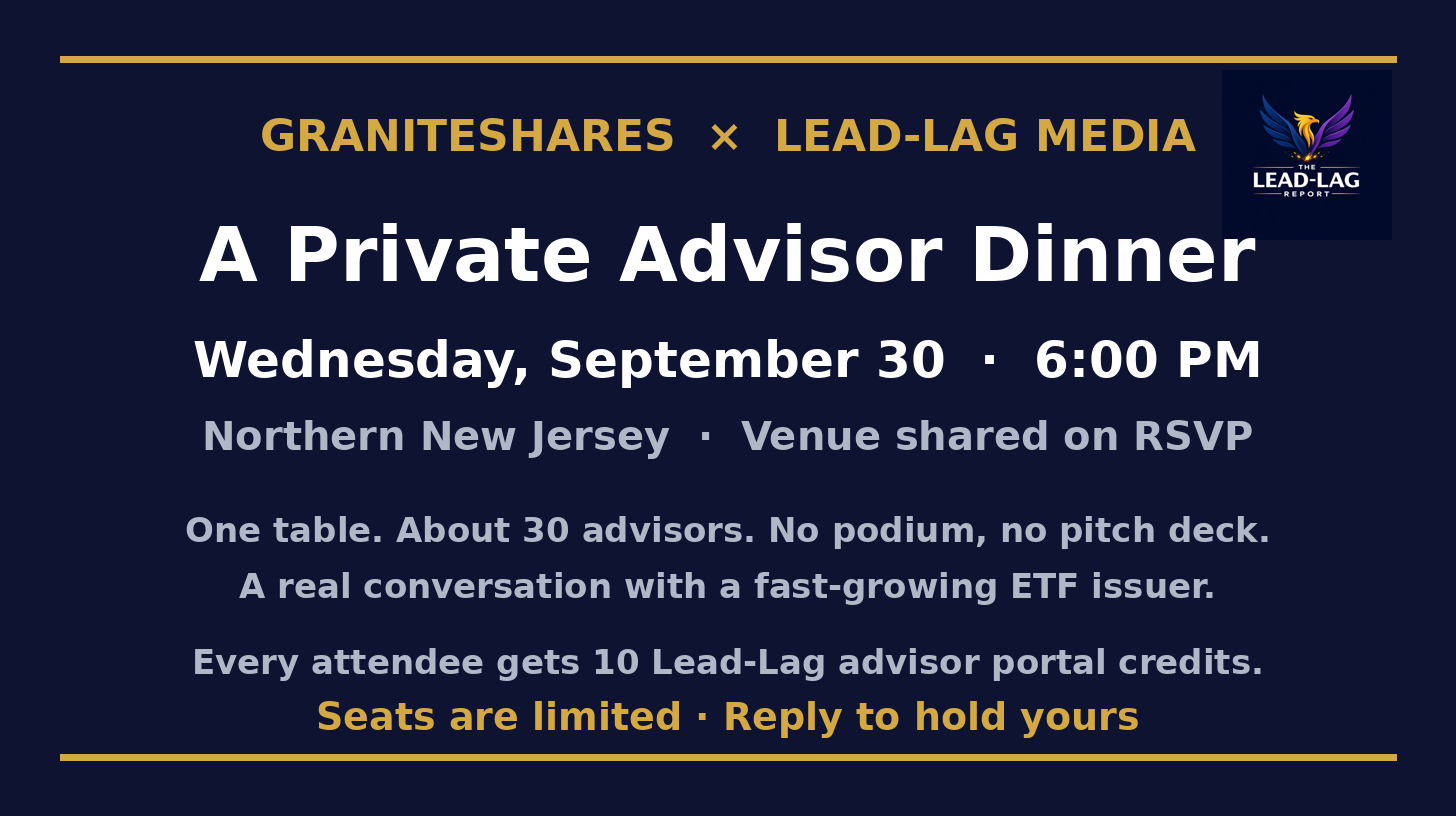 GraniteShares x Lead-Lag Media private advisor dinner, September 30, Northern New Jersey