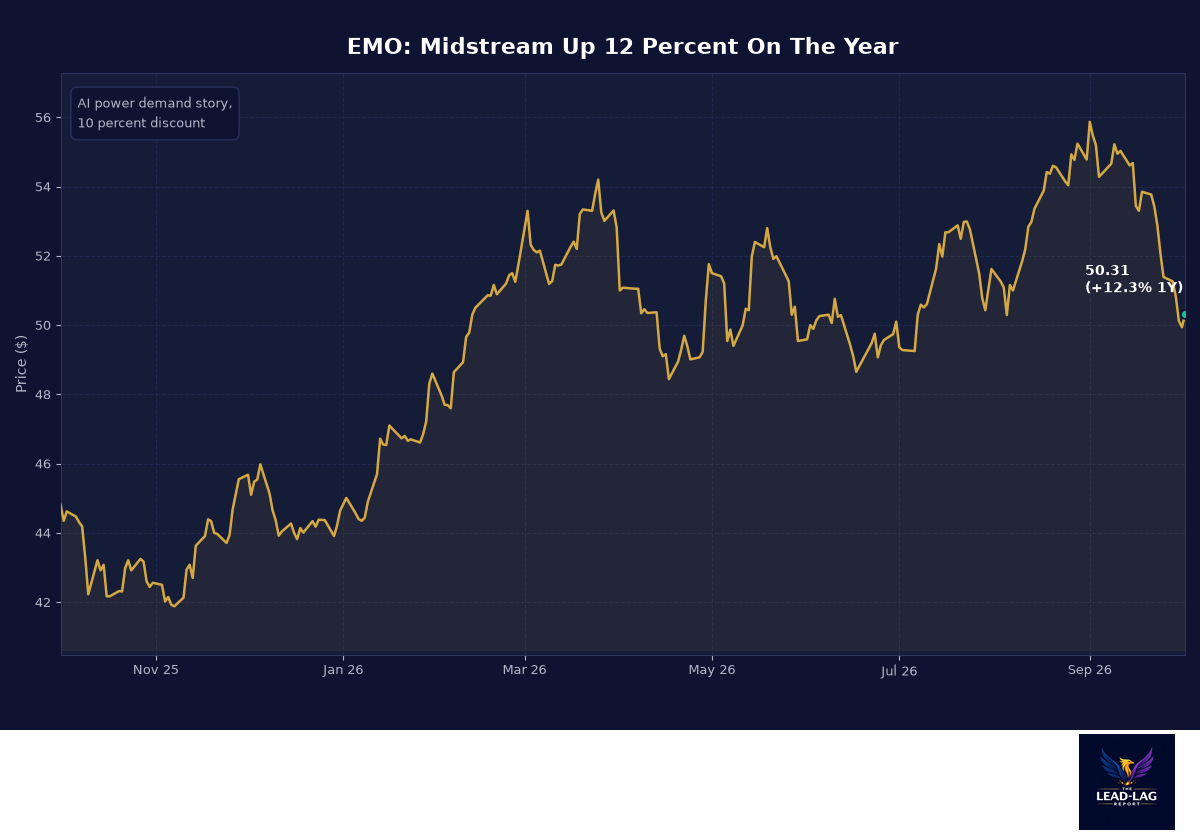 The AI Trade Nobody Files Under Income: 23 Midstream Names, 9.8%, Two Raises