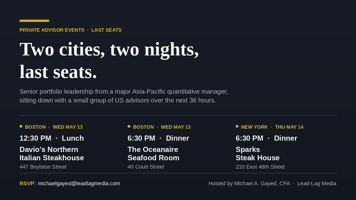 Two cities, two nights, last seats — Boston tomorrow, NYC Thursday