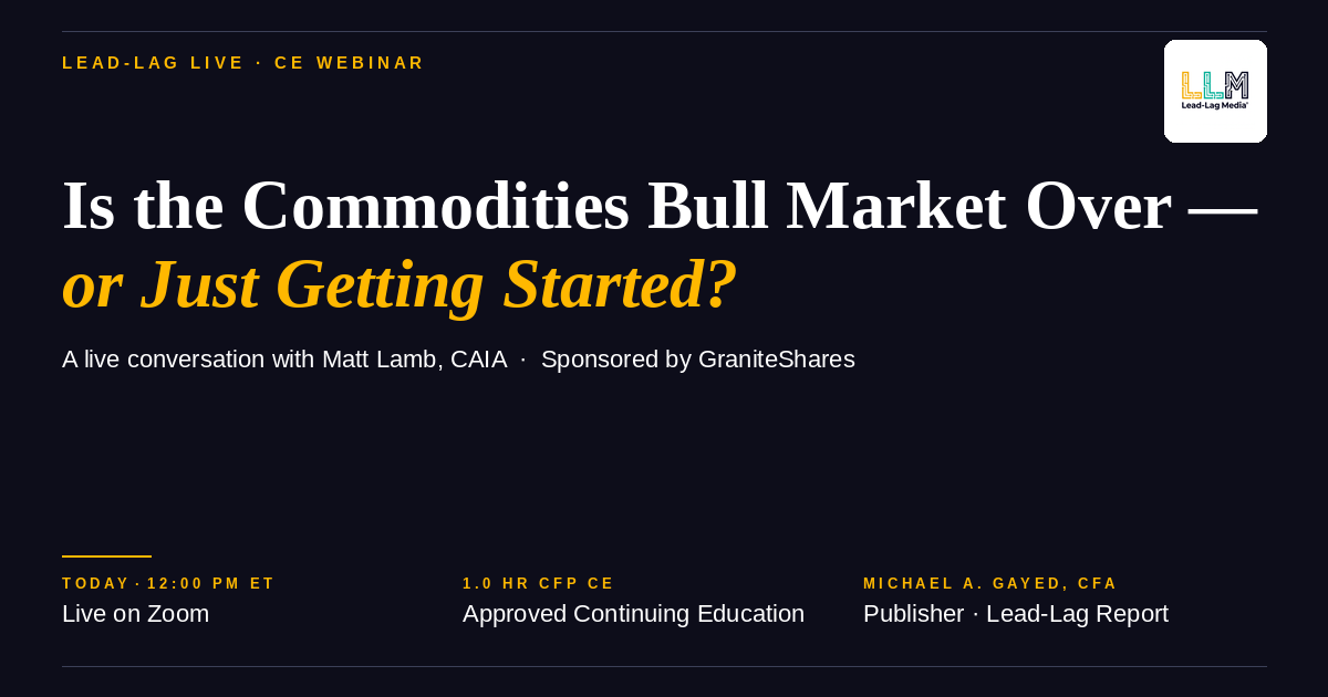 Live Today 12 PM ET — Is the Commodities Bull Market Over? (1.0 CFP CE, Sponsored by GraniteShares)