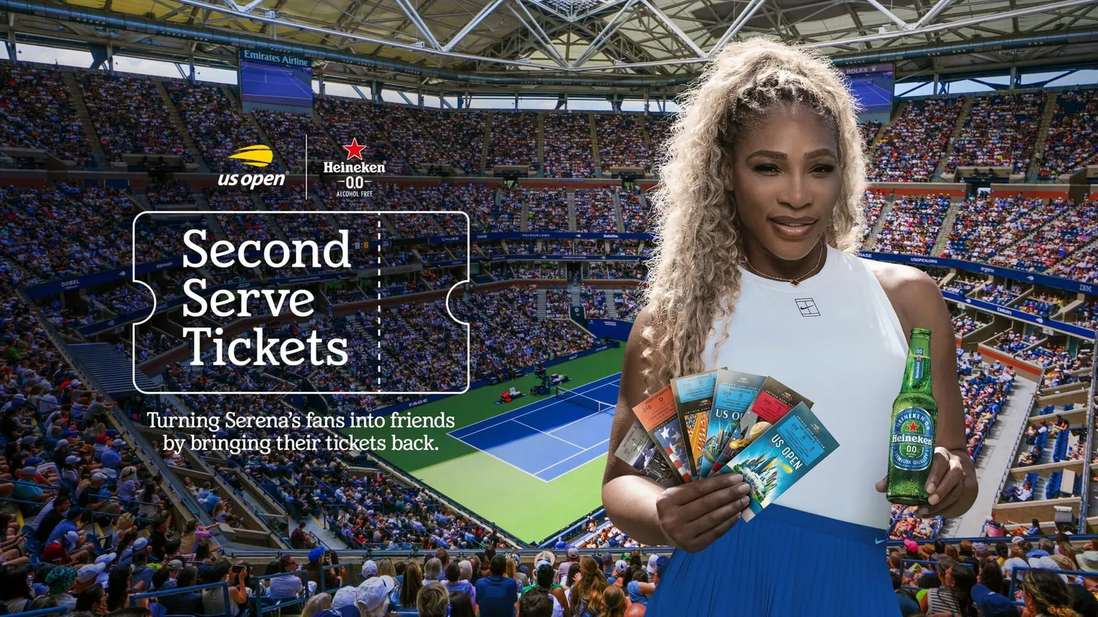 Heineken 0.0 "revalida" ingressos antigos de jogos da Serena Williams no US Open