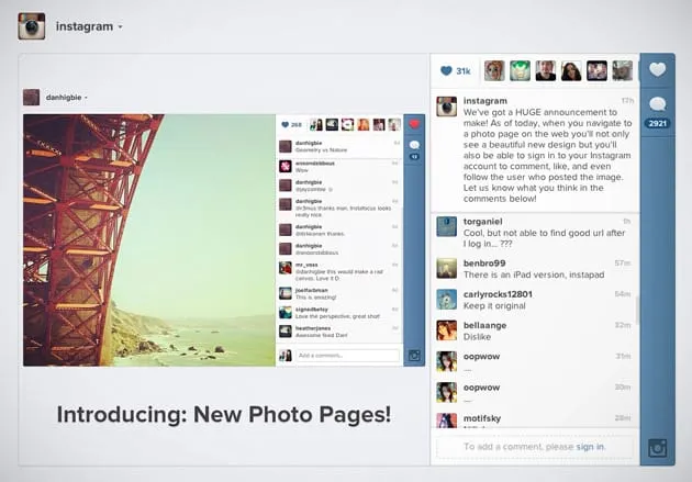 Instagram mudou a interface web: Agora permite comentários e likes