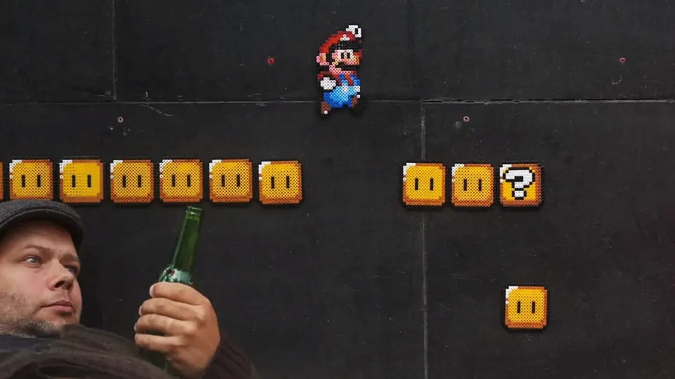Uma aventura urbana de Super Mario, com miçangas e stop motion
