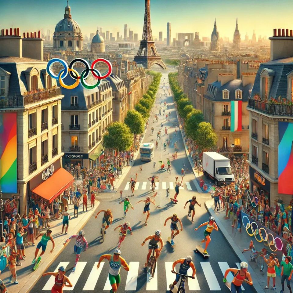 DALL·E An AI interpretation of a lively scene from the Summer Olympics in Paris.