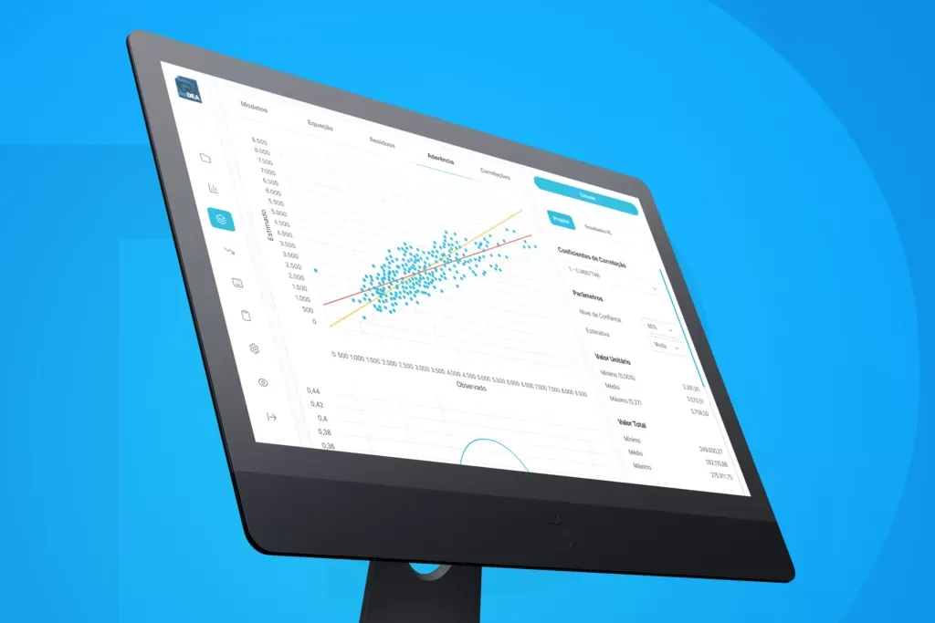 Tela com dados e gráficos do software SisDEA para Peritos Avaliadores Imobiliários.