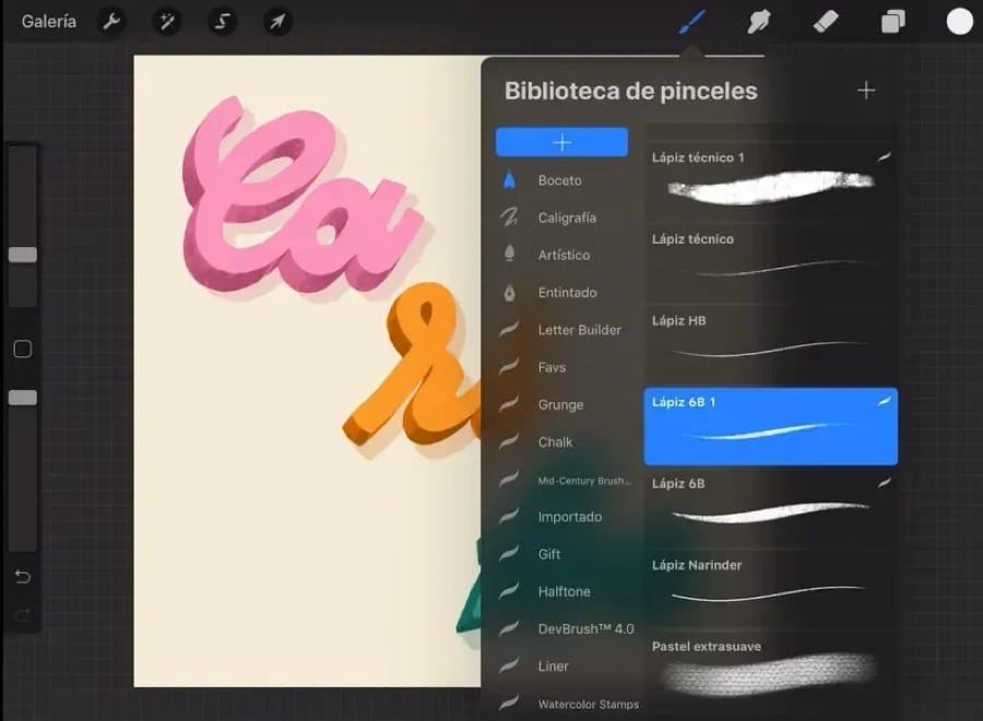 Imagem do Aplicativo Procreate para arquitetos: personalização de pincéis.