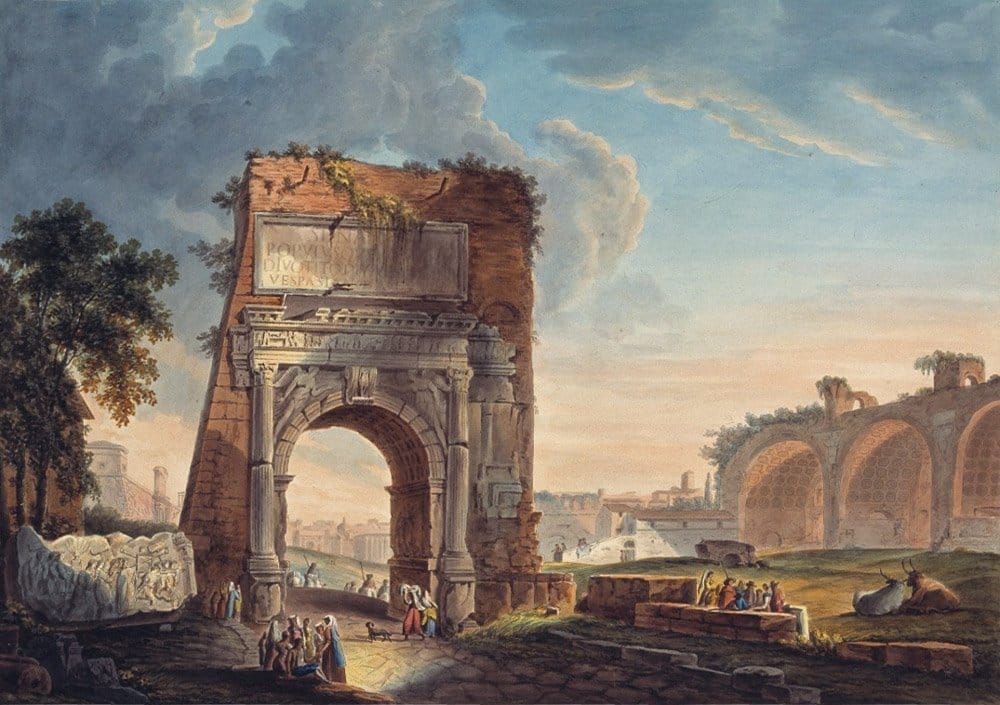 Arco de Tito antes da restauração, em Roma, na Itália.