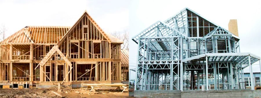 Foto das Diferenças entre Wood Frame e Steel Frame.