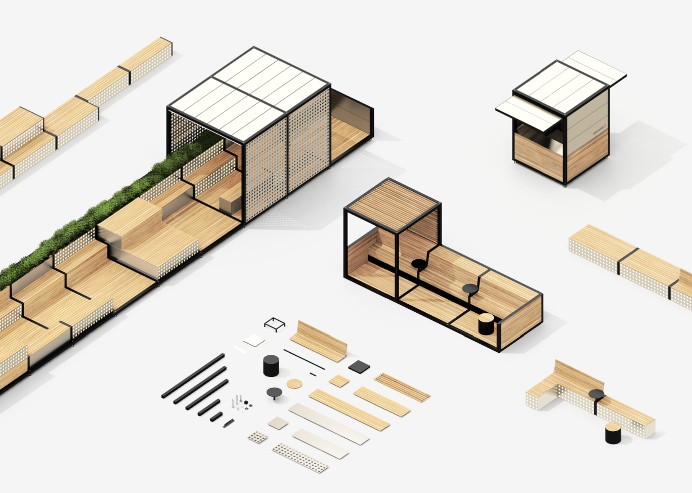 Parklets | Estruturas modulares, capazes de serem montadas e desmontadas com agilidade.