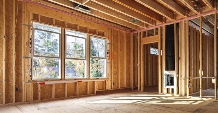 Foto exemplo da estrutura principal é composta por perfis de madeira serrada.