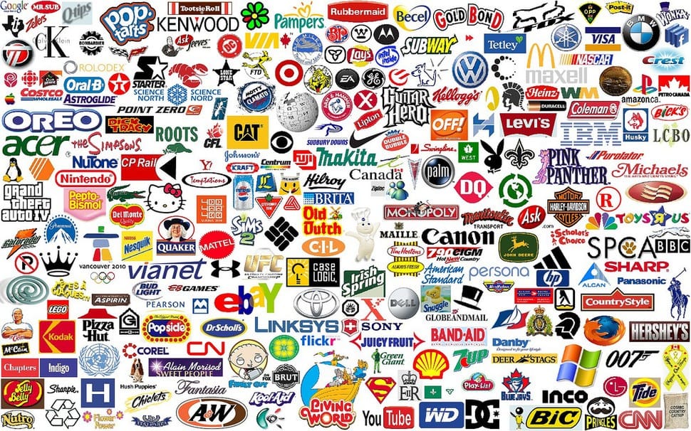 Colagem de várias logos famosas mundialmente.