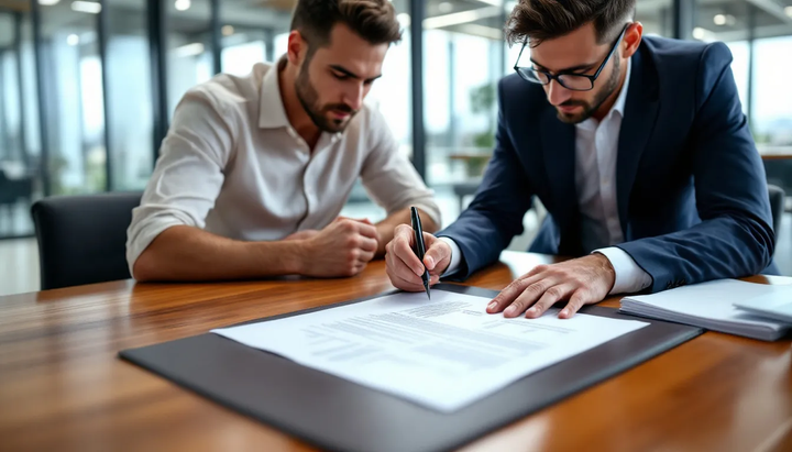 Pessoas assinando um contrato de comodato.