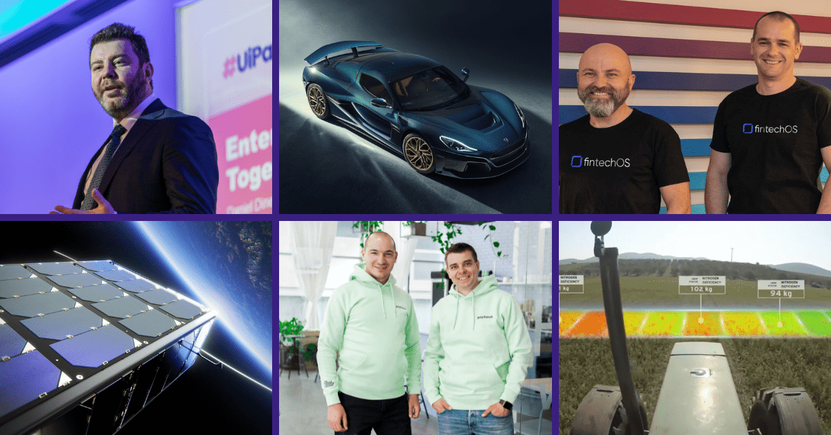 Startups in southeast europe collage - UiPath, Rimac, FintechOS, EnduroSat, Payhawk, Augmenta