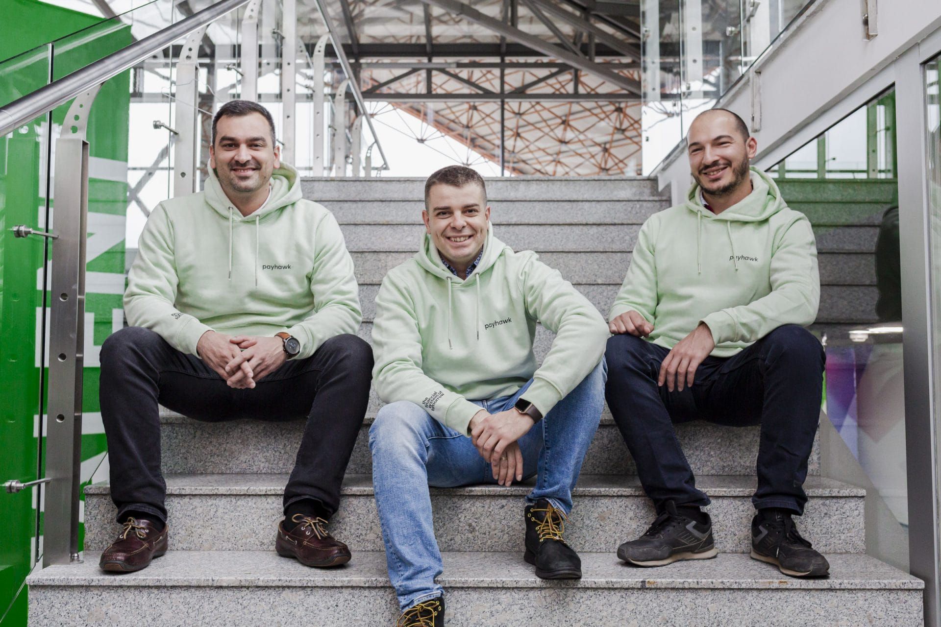 Payhawk founding team: Konstantin Djengozov, CFO left-Hristo-Borisov, CEO at the center; Boyko Karadzhov, CTO on the right