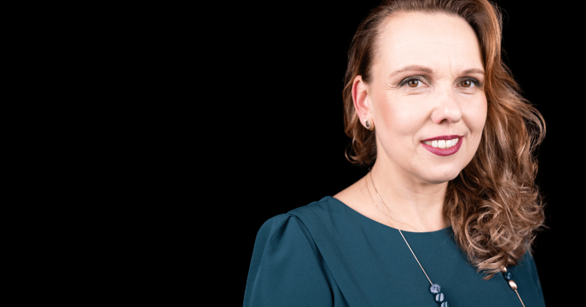epigenetics professor Milena Georgieva, portrait on a black background