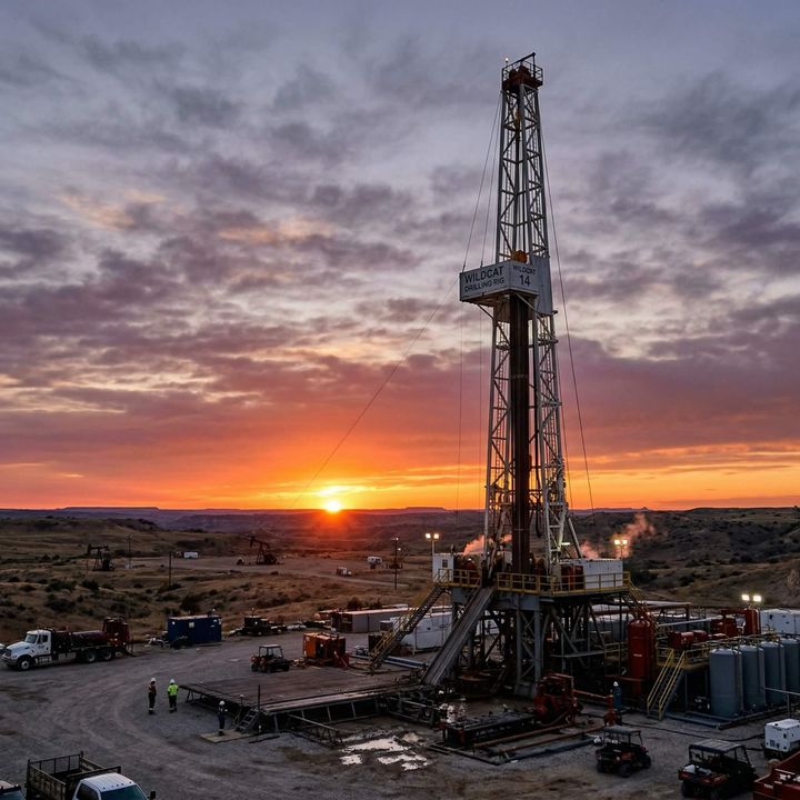 Oil and gas production facility representing E&P company quarterly performance