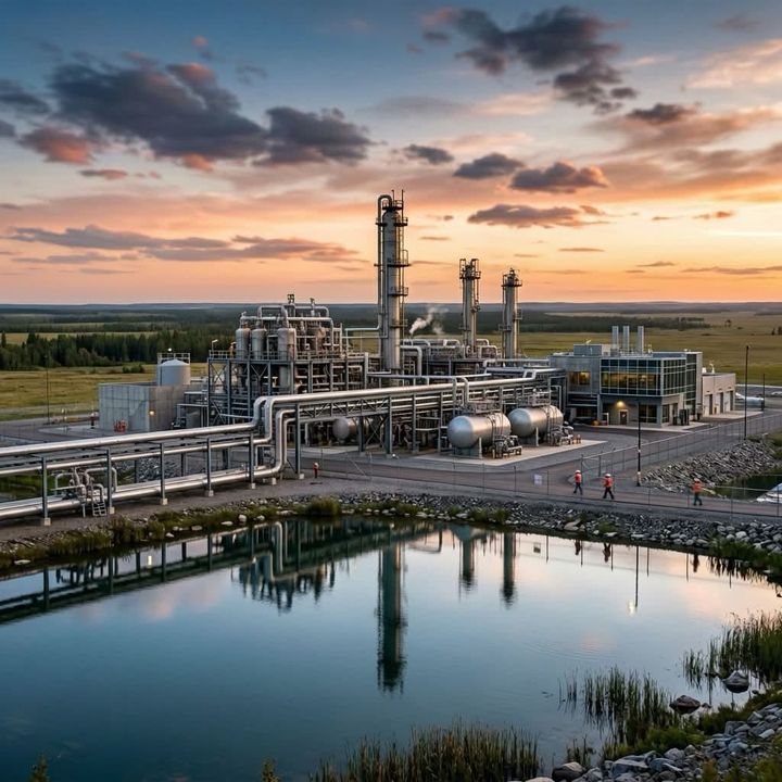 Oil and gas production facility representing E&P company quarterly performance