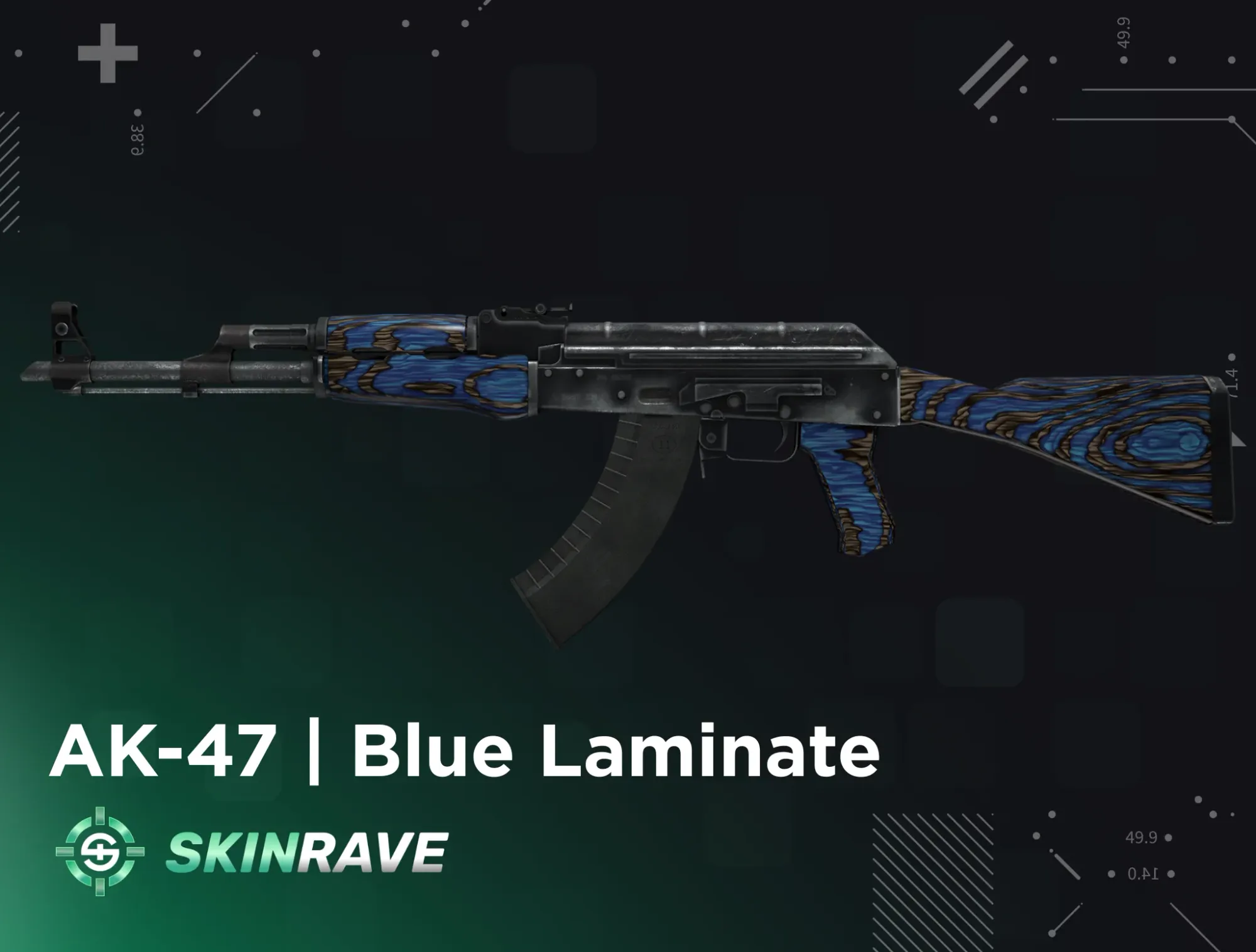 AK-47 Blue Laminate skin in CS2 – iconic blue wood pattern finish for classic and clean blue loadouts.
