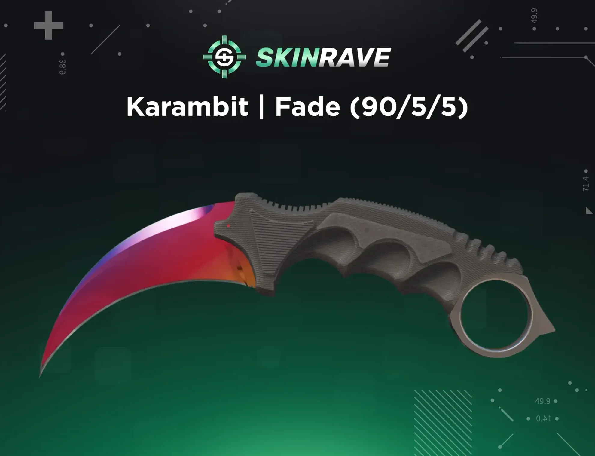 Karambit Fade displayed on a green SkinRave background