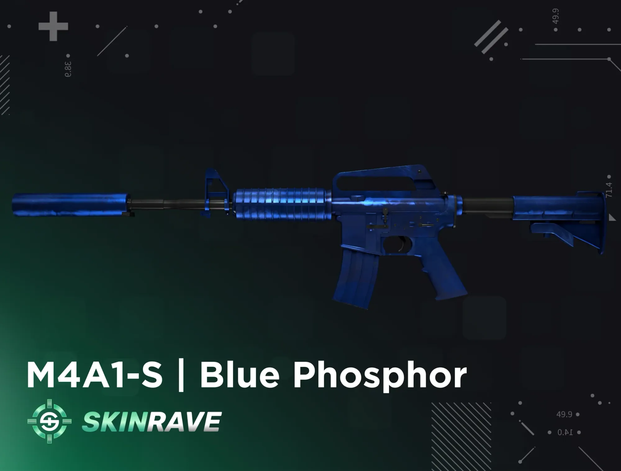 M4A1-S Blue Phosphor CS2 skin – shiny, high-gloss cobalt blue rifle, one of the best blue M4 skins in the game.