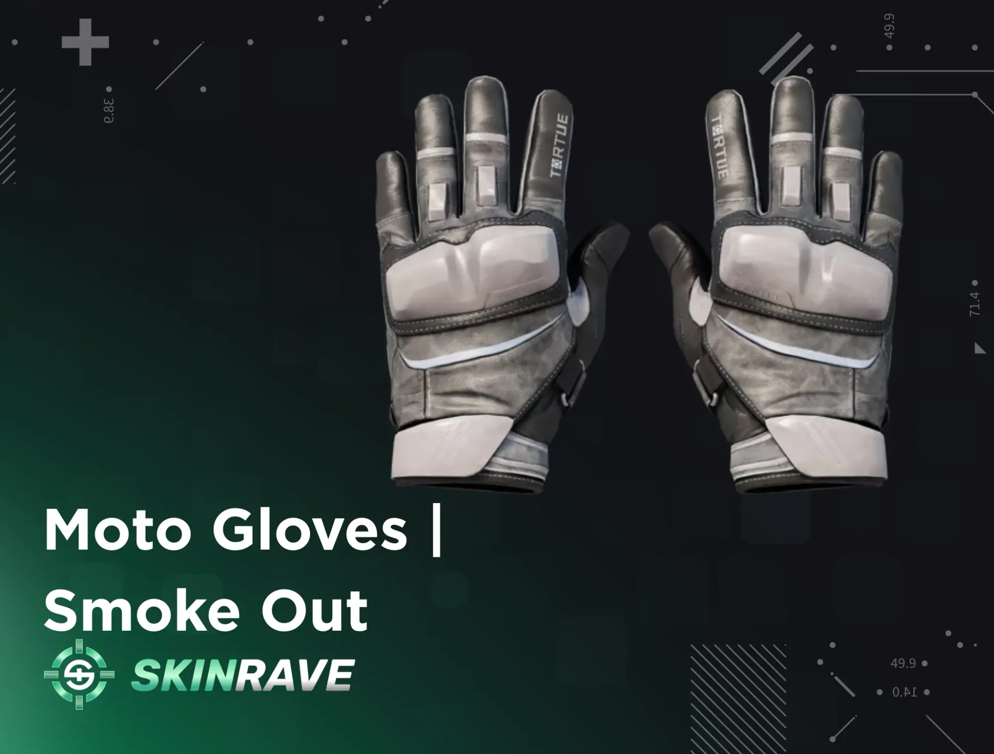 Black and gray Moto Gloves Smoke Out skin for CS2, combining utility and style from Skinrave