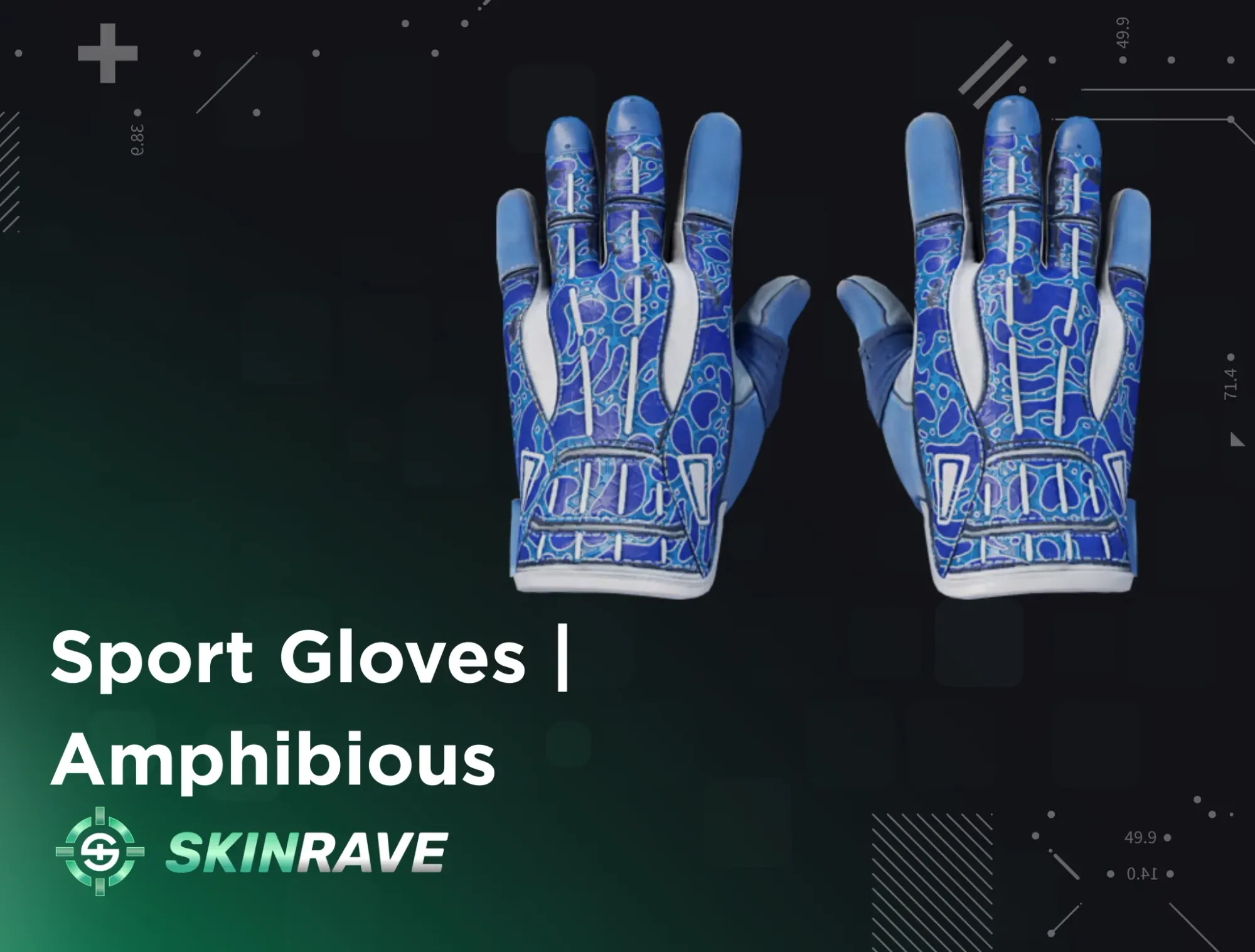 CS2 Sport Gloves Amphibious – vibrant blue gloves with aquatic design, top-tier pick for blue-themed loadouts.