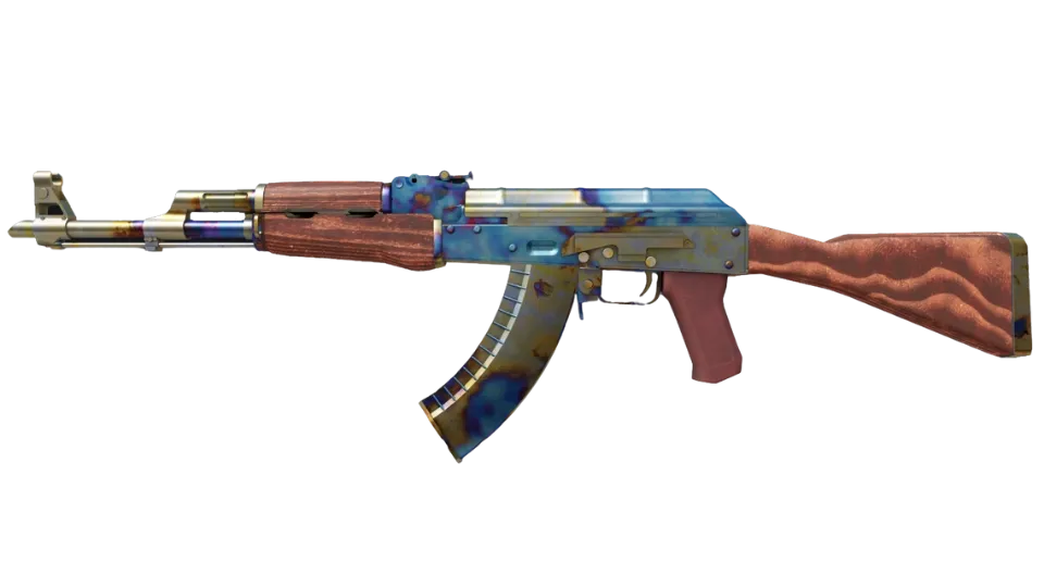 Ak-47 Blue gem with a high quality blue gem pattern #92, featuring some significant blue body coverage, but still a very noticeable half mixed with gold and purple