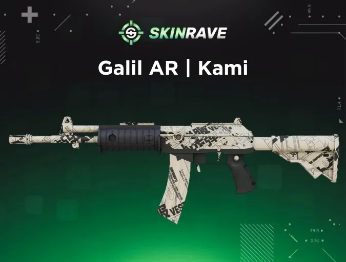 Galil AR Kami skin with black-and-white manga panels and Japanese text, wrapping around the CS2 rifle like a full manga page.