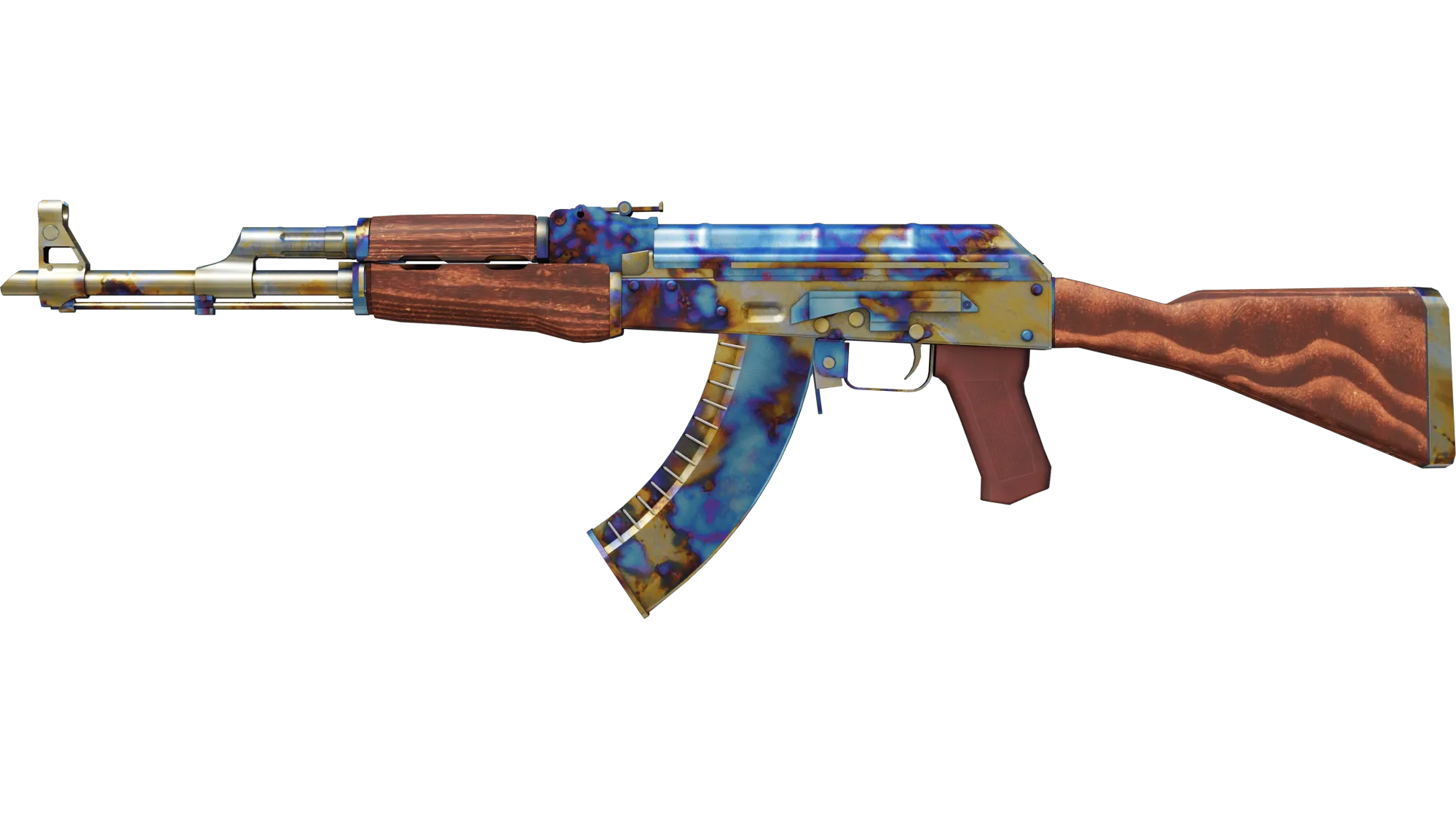 AK-47 Case Hardened Elite Blue Gem featuring pattern #670 with heavy top-blue and magazine coverage