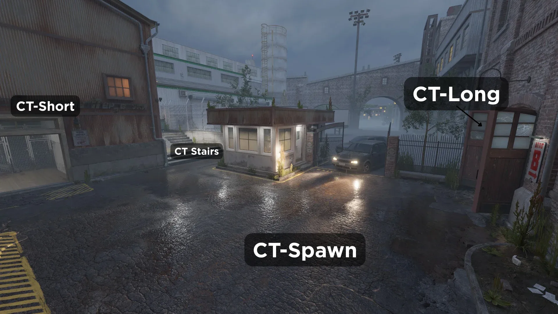 A picture featuring CT-Spawn and surroundings on Train map in CS2
