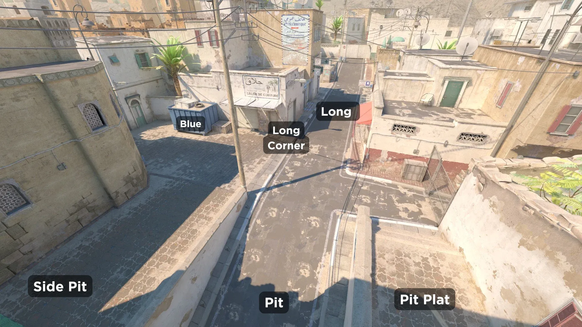 Dust 2 image in CS2 featuring A Long with Pit and Long Corner