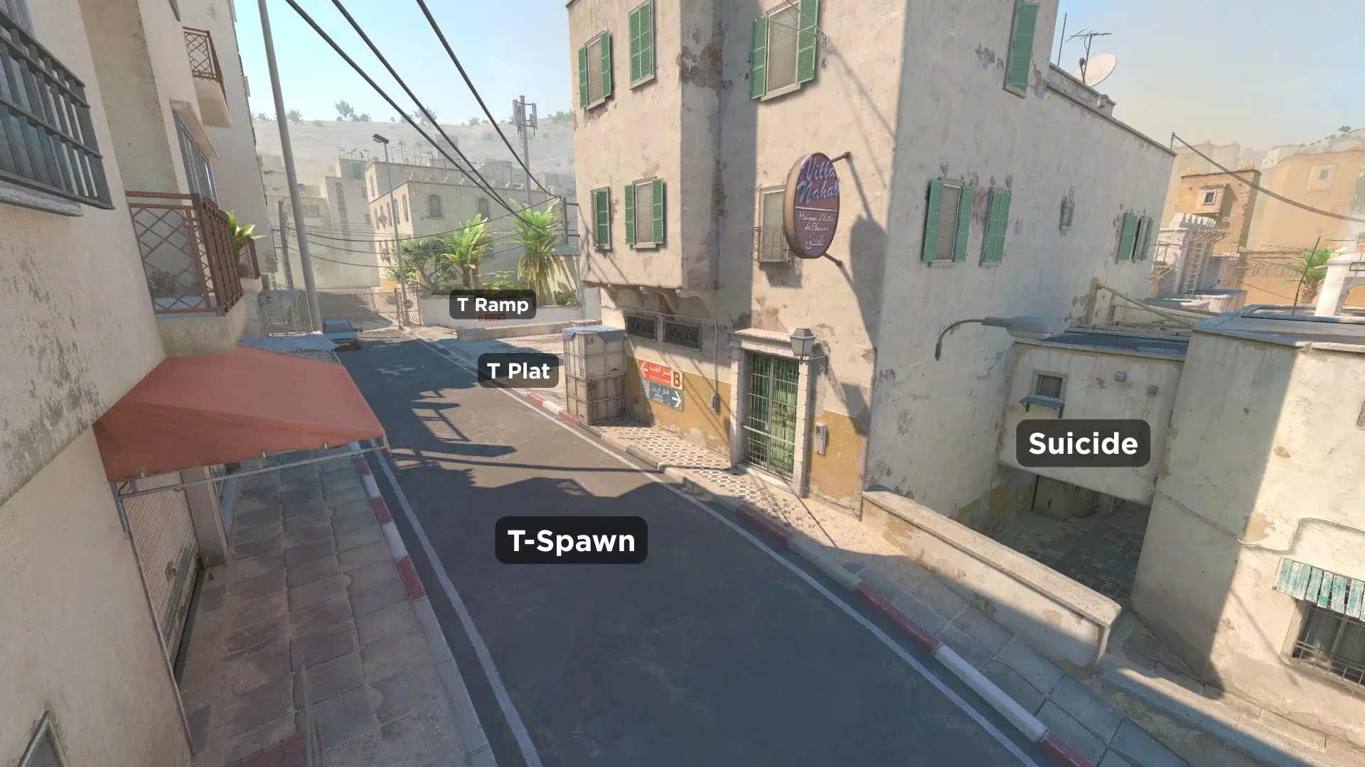T-Spawn, T Ramp, T Plat and Suicide on Dust 2