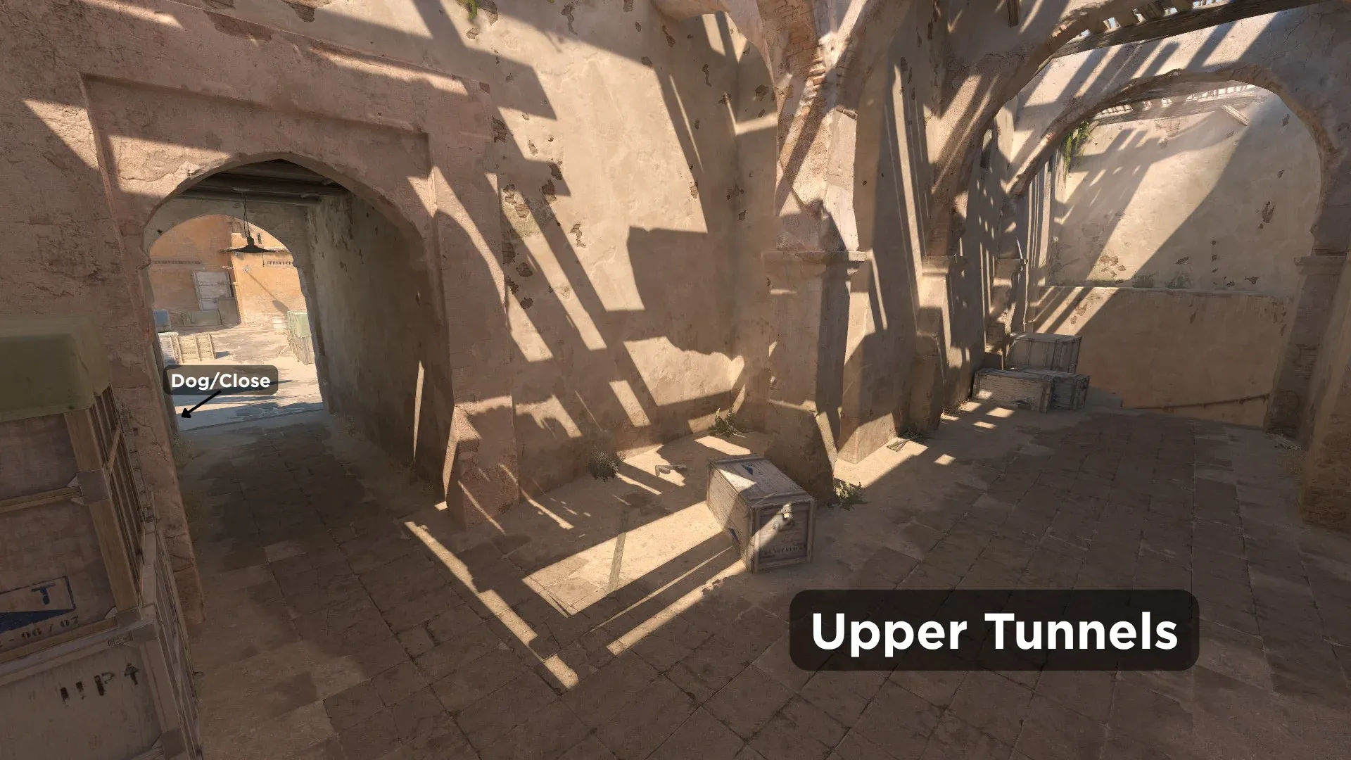 Upper Tunnels that lead to B-Site on Dust 2 CS2