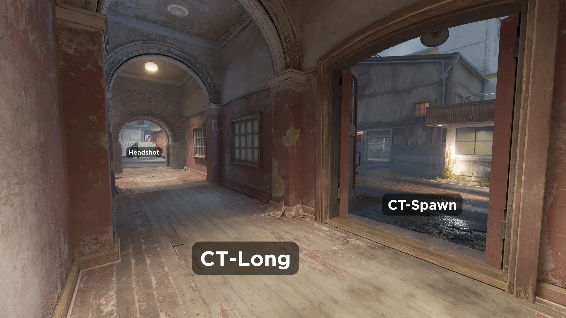 An image showcasing Headshot spot on Train map in CS2