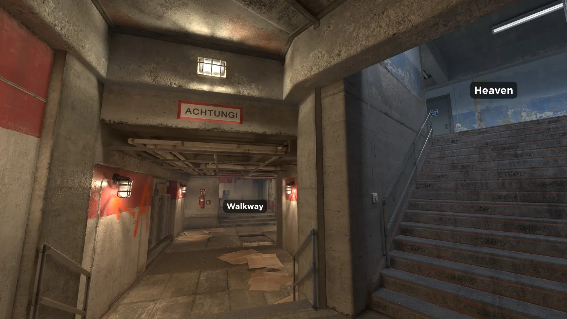 A photo from down in Heaven to Walkway on Overpass Map in CS2
