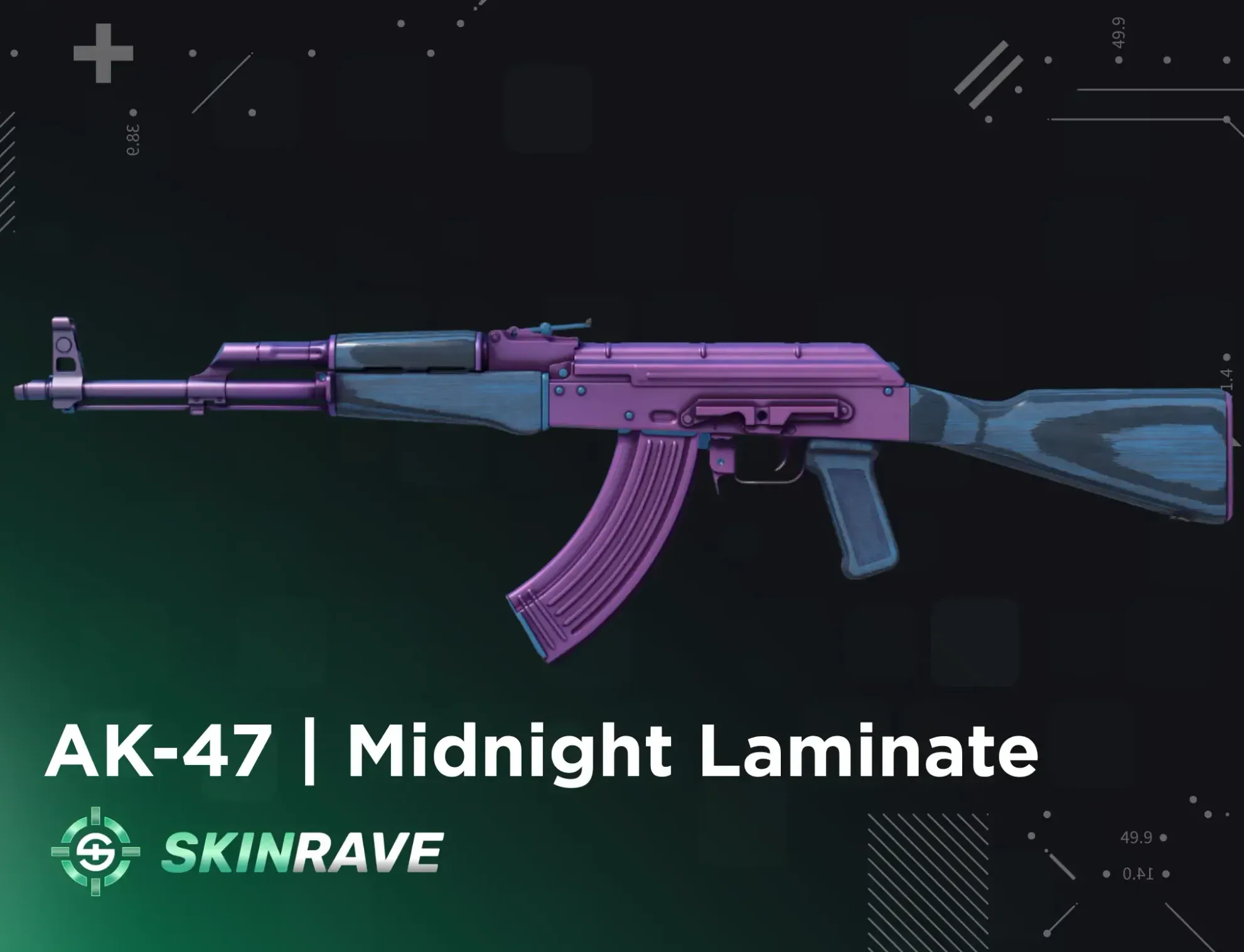 AK-47 Midnight Laminate displayed on a SkinRave banner