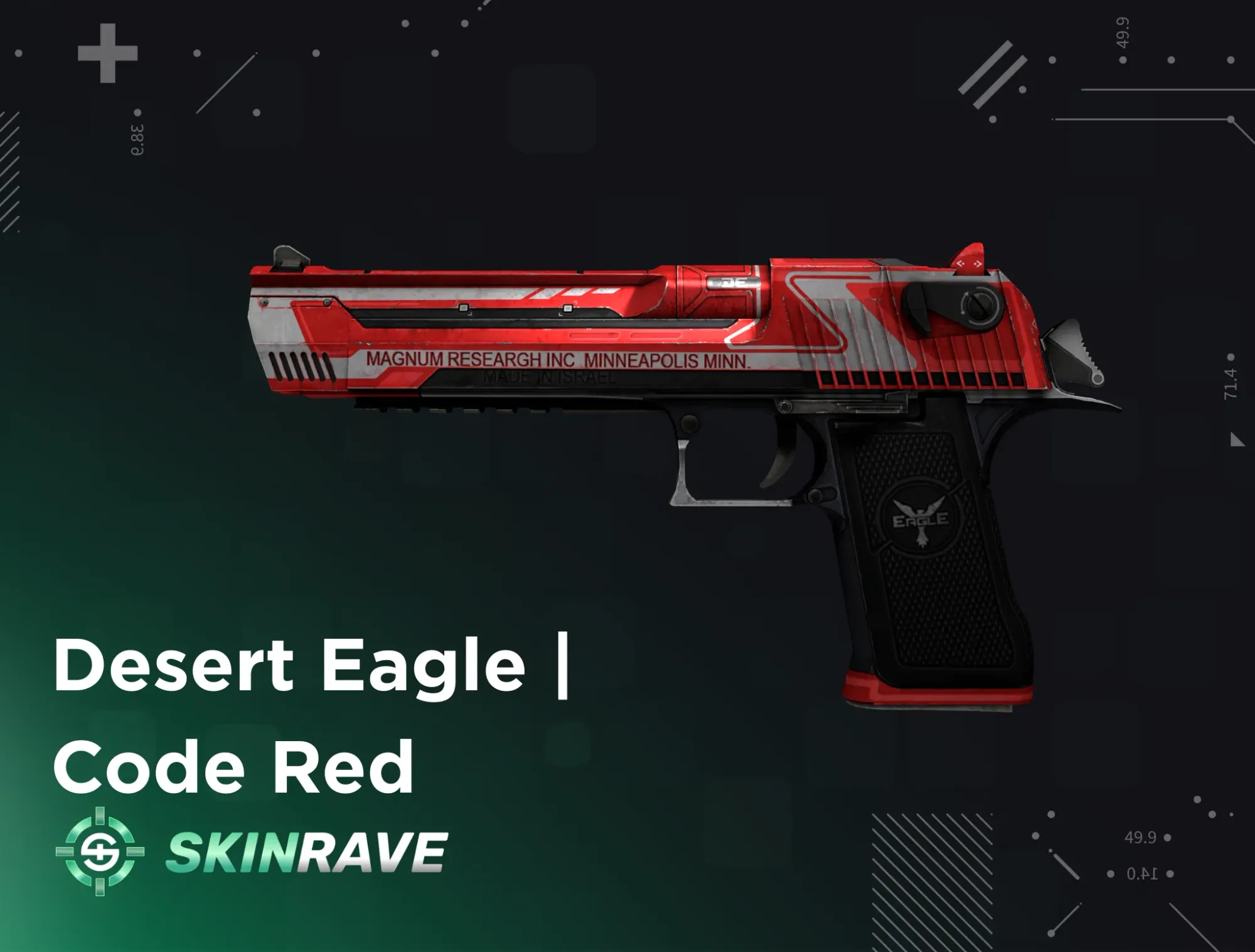 Deagle Code Red skin from CS2 displayed on SkinRave's banner