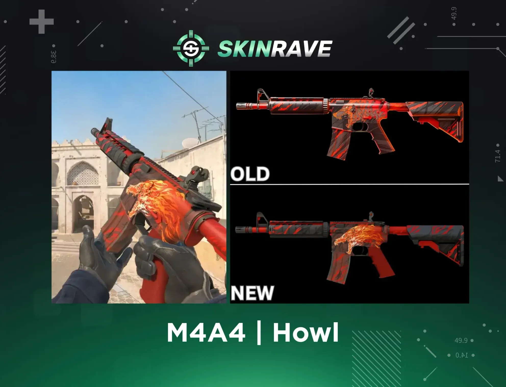 CS2 M4A4 Howl skin comparison showing visual updates with old and new versions