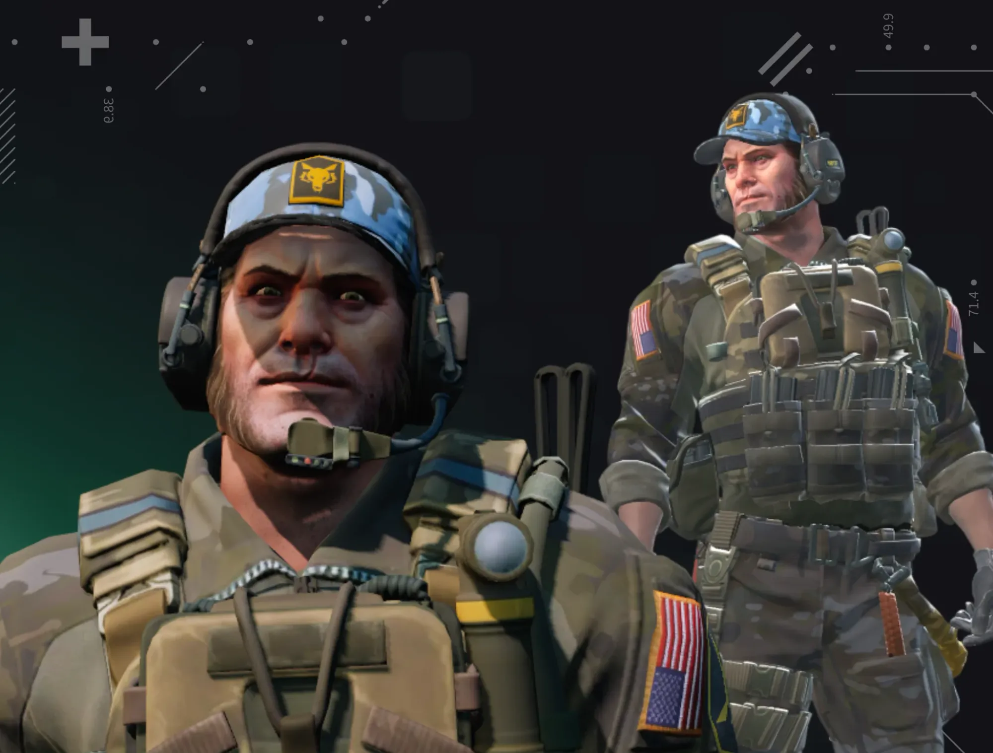 Picture showing Lt. Commander Ricksaw | NSWC SEAL with his blue hat and camo gear